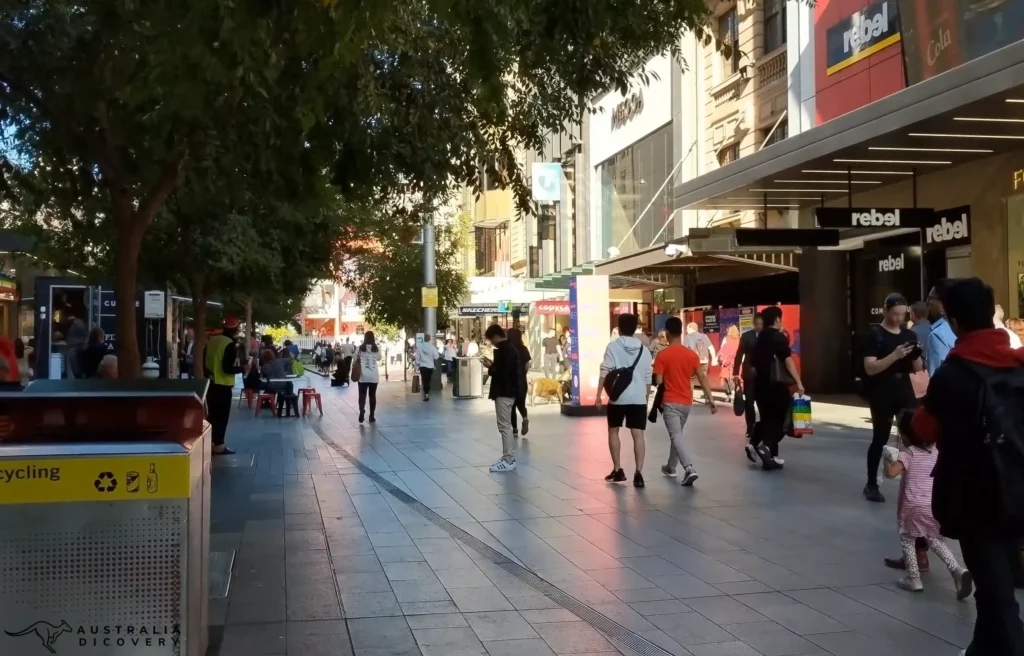 Walking-down-Rundle-Street-in-Adelaide, Australia